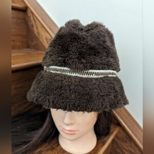 Vintage 1960s Men's Brown Faux Fur Russian Style Diplomat Hat